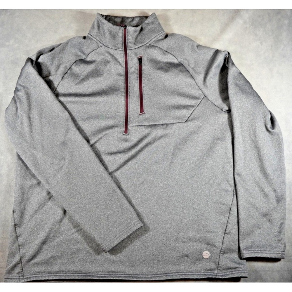LL Bean Pullover Mens XL Gray Quarter Zip Outdoor Fleece Zip Pocket
